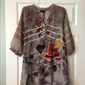 Multi color print mini dress